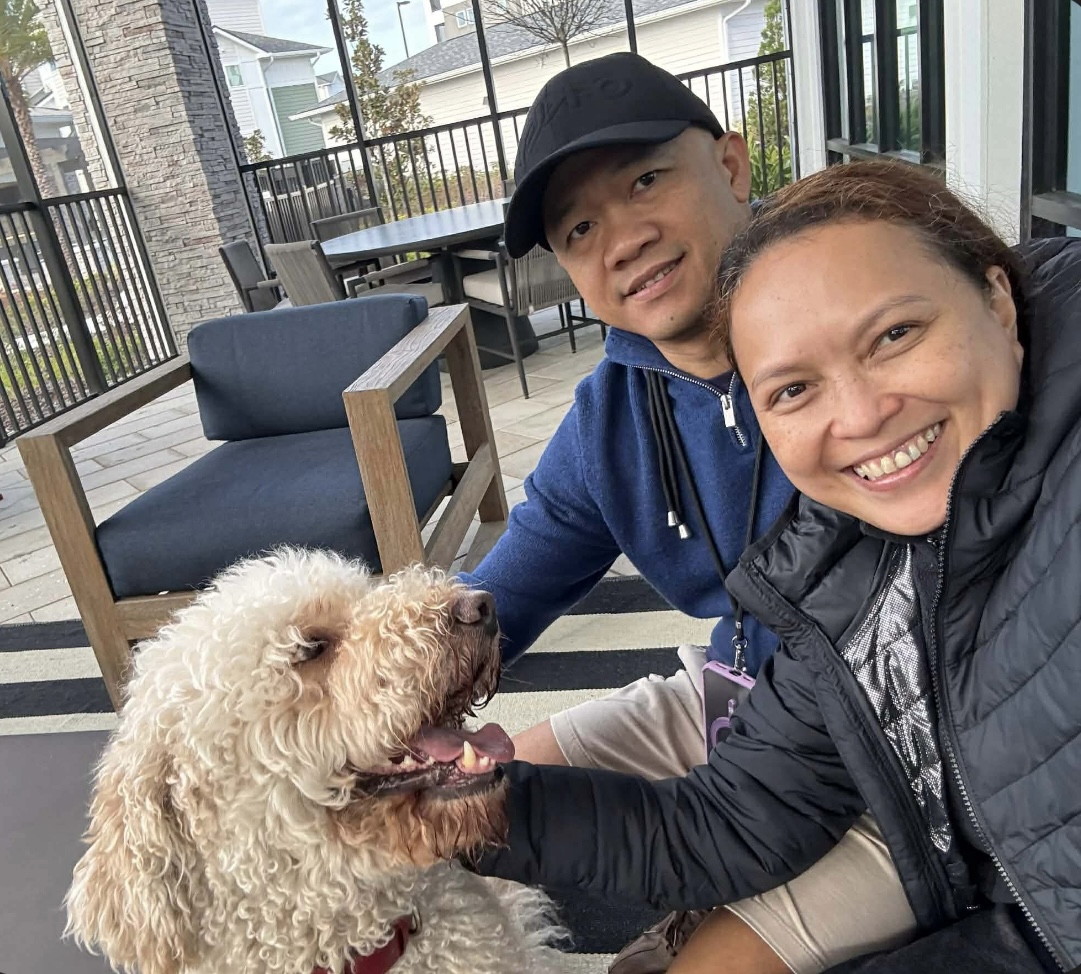Elsbeth and Nathaniel with their dogs